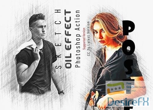 Sketch Oil Effect Photoshop Action - 6924468