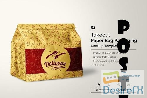 Takeout Paper Bag Packaging Mockup - 6703729