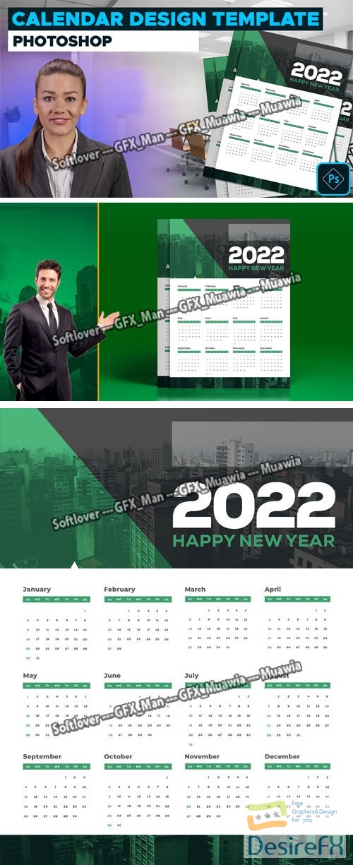 Calendar Design PSD Template for 2022