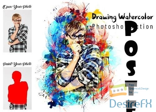 Drawing Watercolor Photoshop Action - 6953102