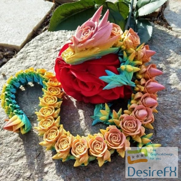 Rose Dragon Curled 3D Print