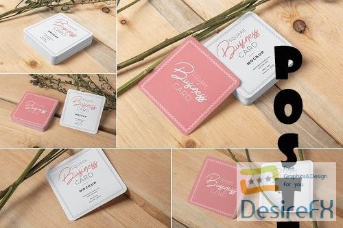 Square Business Card Mockups - NXD95WK