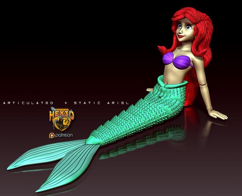 Ariel Mermaid Articulated and Static – 3D Print