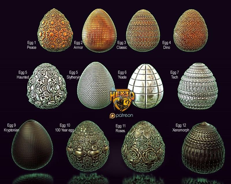 Hex3D Dozen Eggs Pack1 – 3D Print