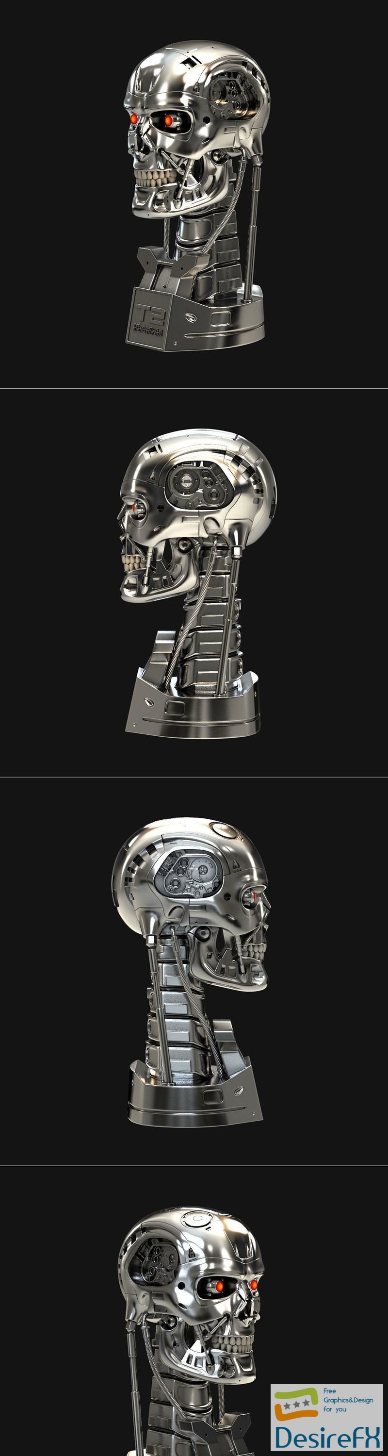 ﻿Terminator T-800 Skull Bust V2 – 3D Print