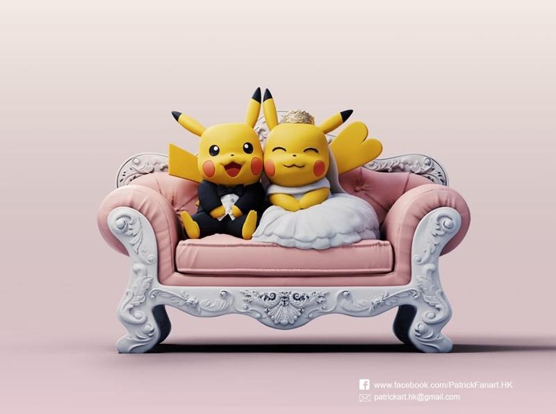 Wedding pikachu with sofa – 3D Print