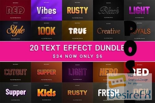 Editable 3D Text Effect Bundle V2 - 20 Premium Graphics