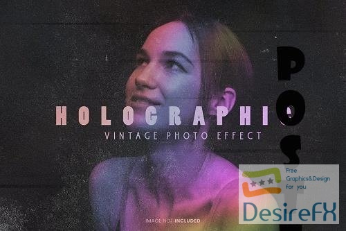 Holographic retro vintage photo effect