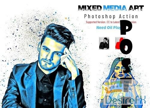 Mixed Media Art Photoshop Action - 7053814