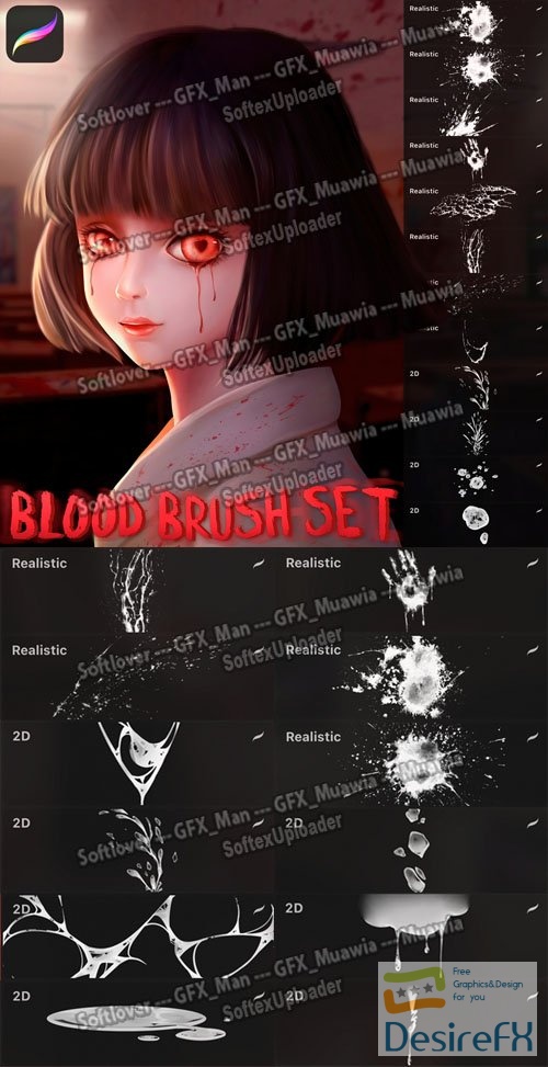 Realistic 2D Blood Brushes for Procreate