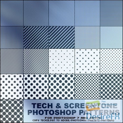17 Tech & Screentone Photoshop Patterns Collection