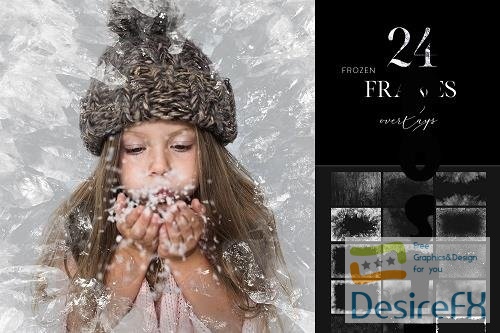 24 Frozen Frames Clipart, Winter Overlays - 1894553