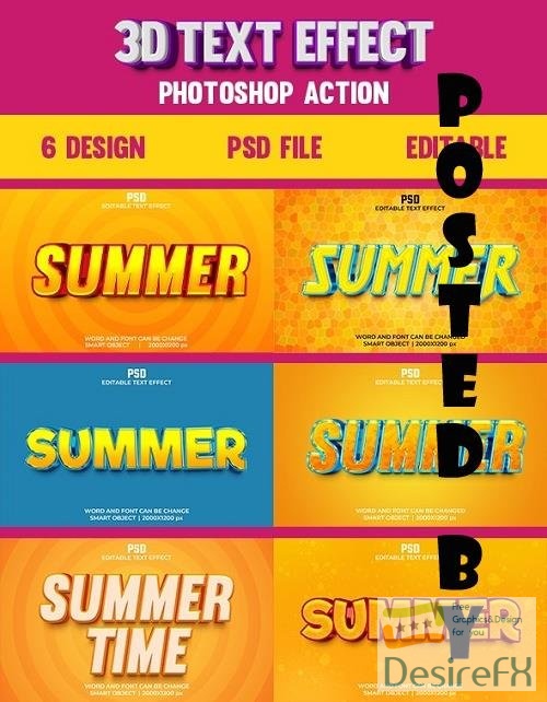 6 Summer Editable 3d Text Effect Pack - 37411738
