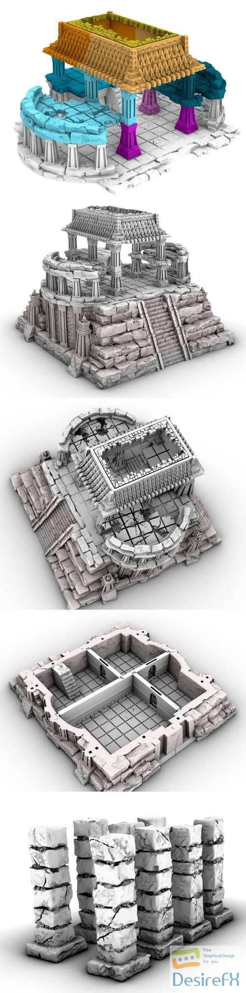 Game Scape3D - Evil Temple Part 2 and Stalagmites – 3D Print
