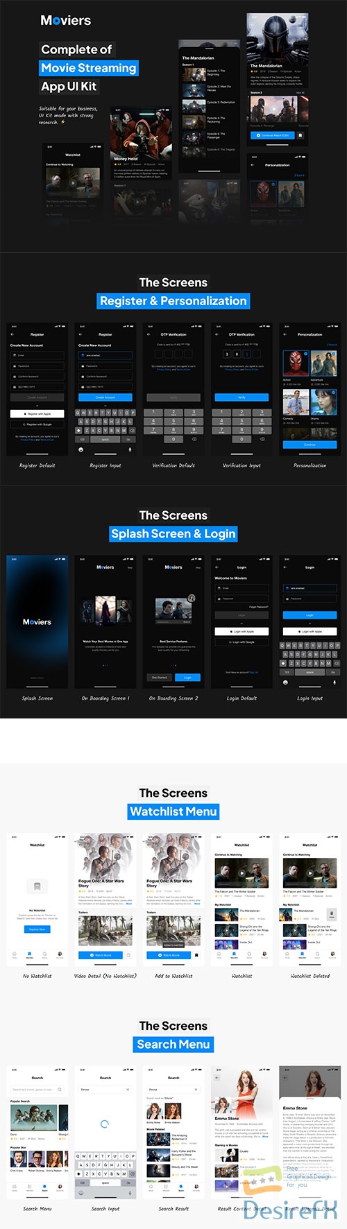 Moviers - Movie Streaming App UI Kit UI8