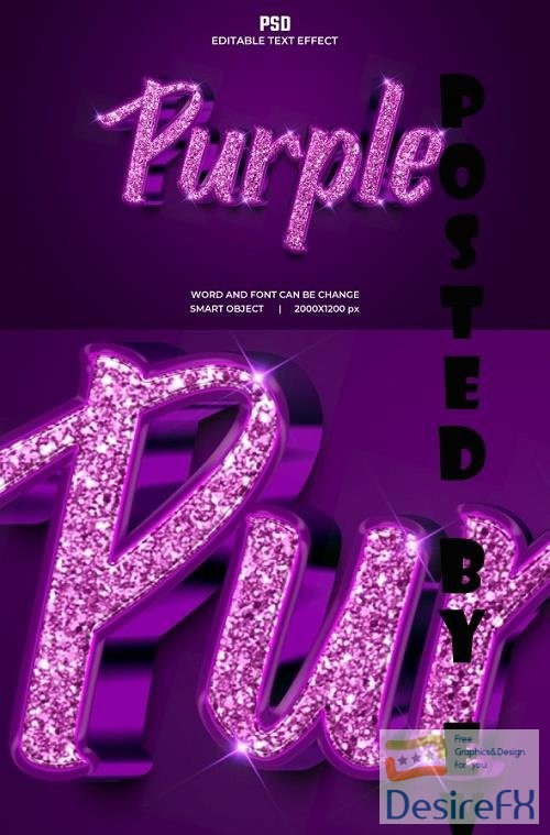 Purple 3d Editable Text Effect Style - 37411845