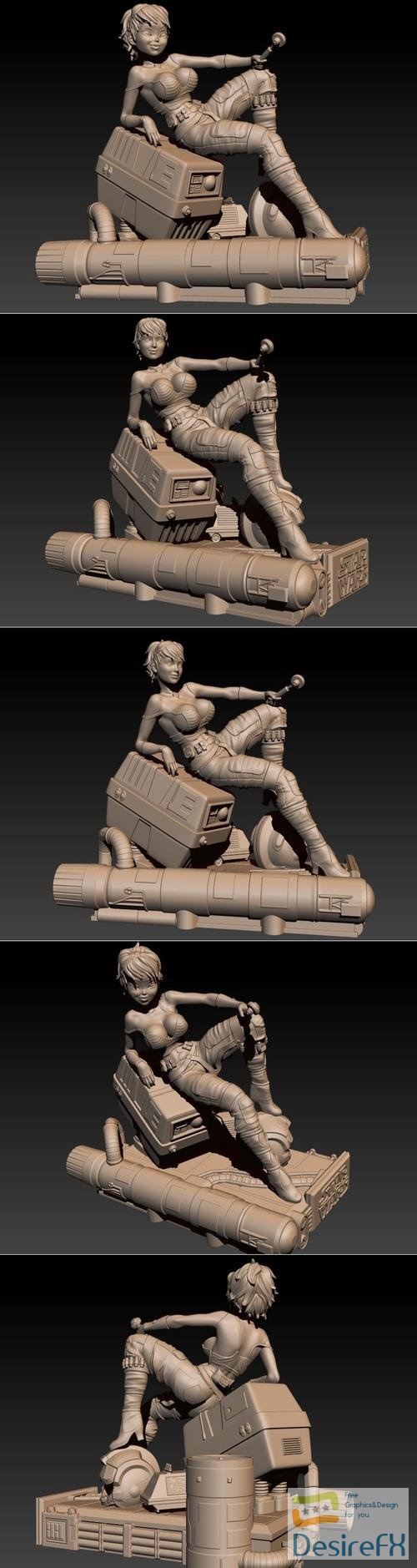 Star Wars Pin Up Sexy Rebel Pilot and Gonk Droid – 3D Print