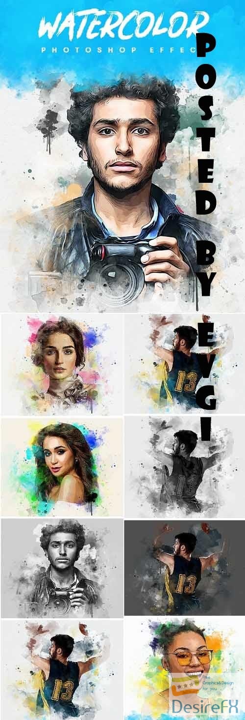 Watercolor Painting Photoshop Effect - 36891057