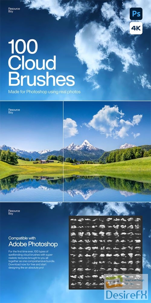 100 Cloud Brushes for Photoshop