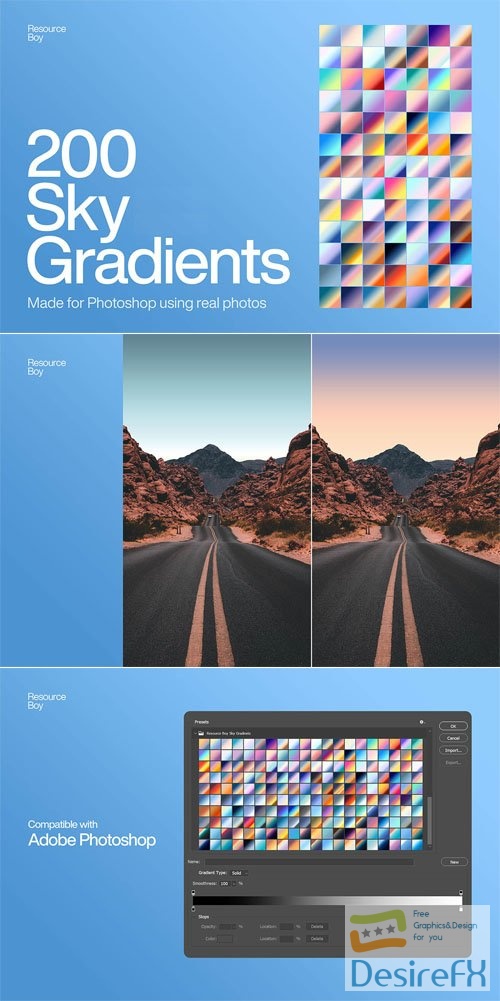 200 Sky Gradients for Photoshop
