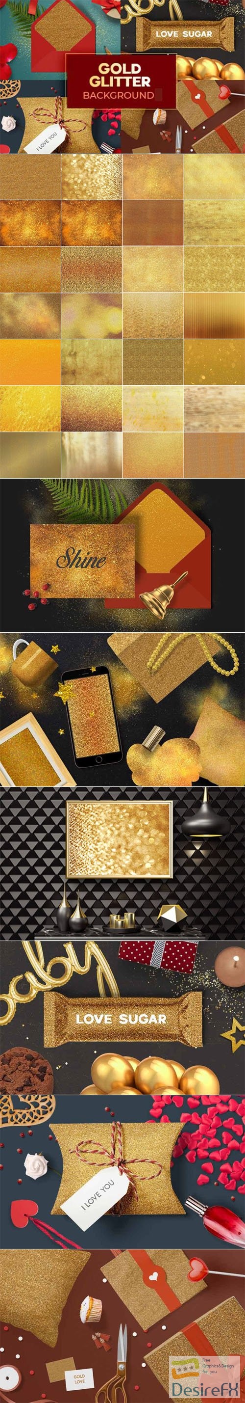 30 Gold Glitter Backgrounds