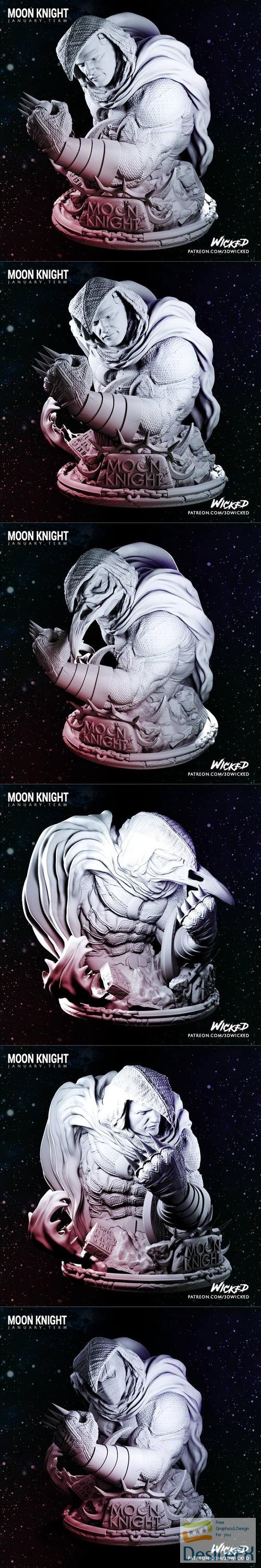 3DWicked - Moon Knight Bust – 3D Print