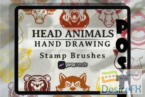 Animal Head Hand Drawing Brush Stamp