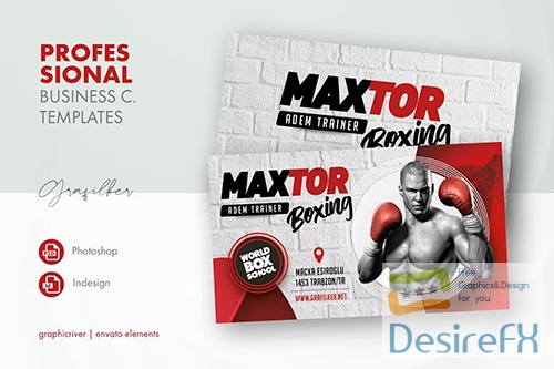 Boxing School Business Card Templates PSD
