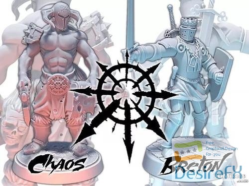 Chaos Warrior Vs Bretonnian Knight – 3D Print