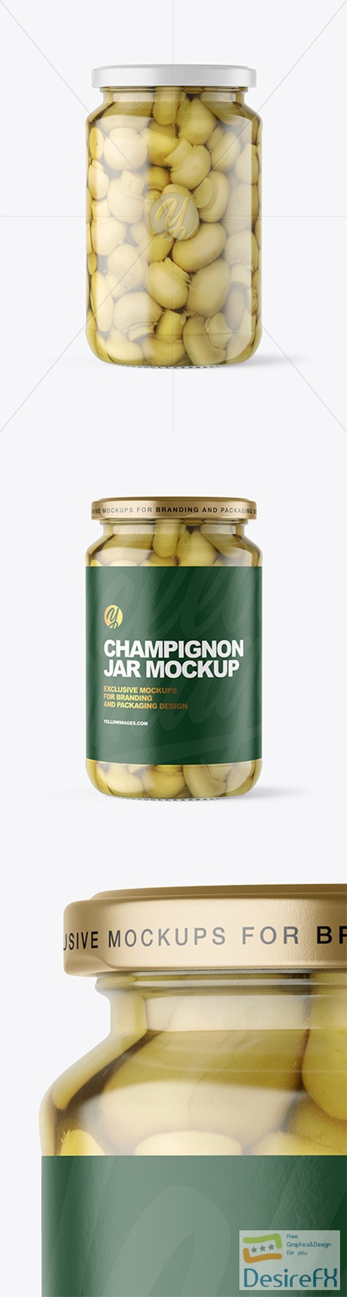 Clear Glass Jar with Champignons Mockup 97186