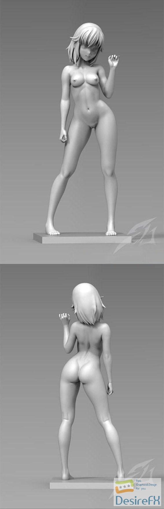 Cubebrush Sexy Girl Anime Figuer 3D Print