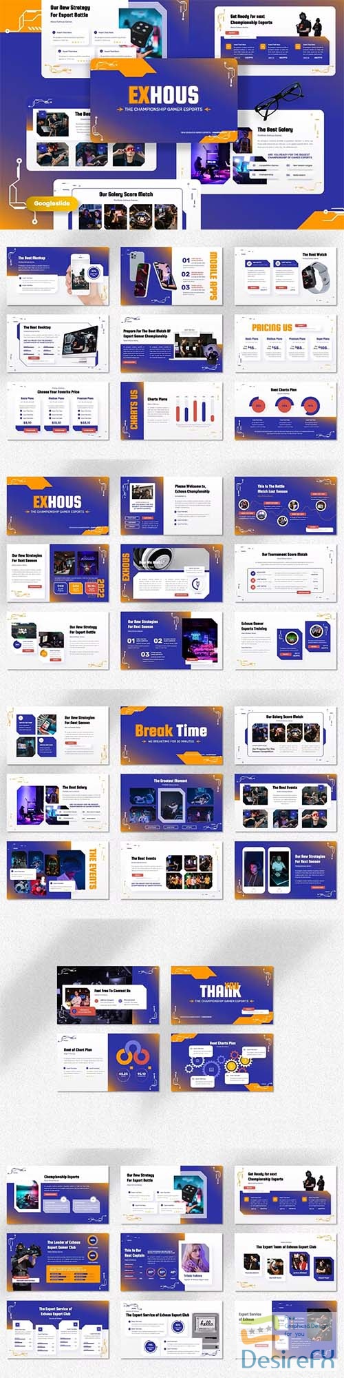 Exhous - Champion Gamer Powerpoint, Keynote and Google Slides Template