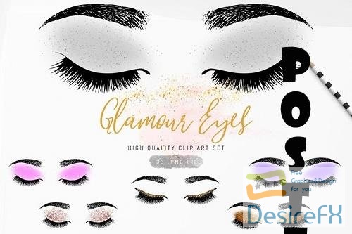Glamour Eyes Clipart, Lash Clipart, Sparkle Eyelashes - 1924567