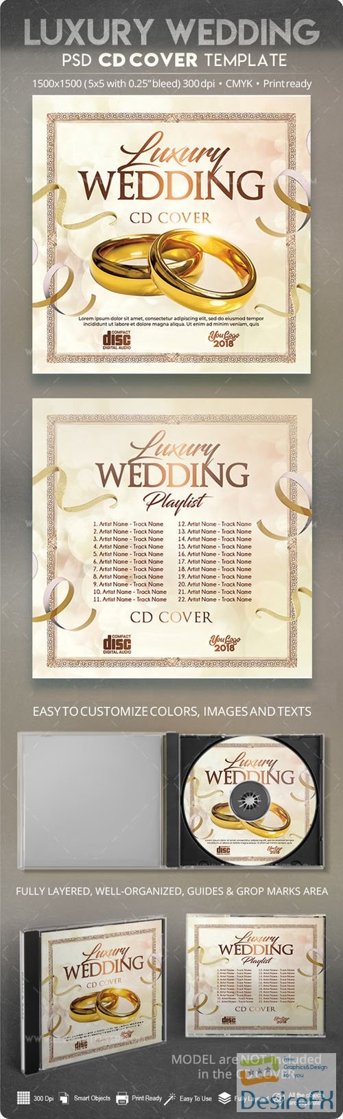 Luxury Wedding - PSD CD Cover Templates