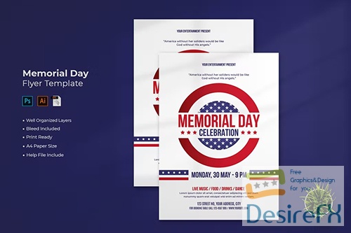 Memorial Day Flyer Template PSD