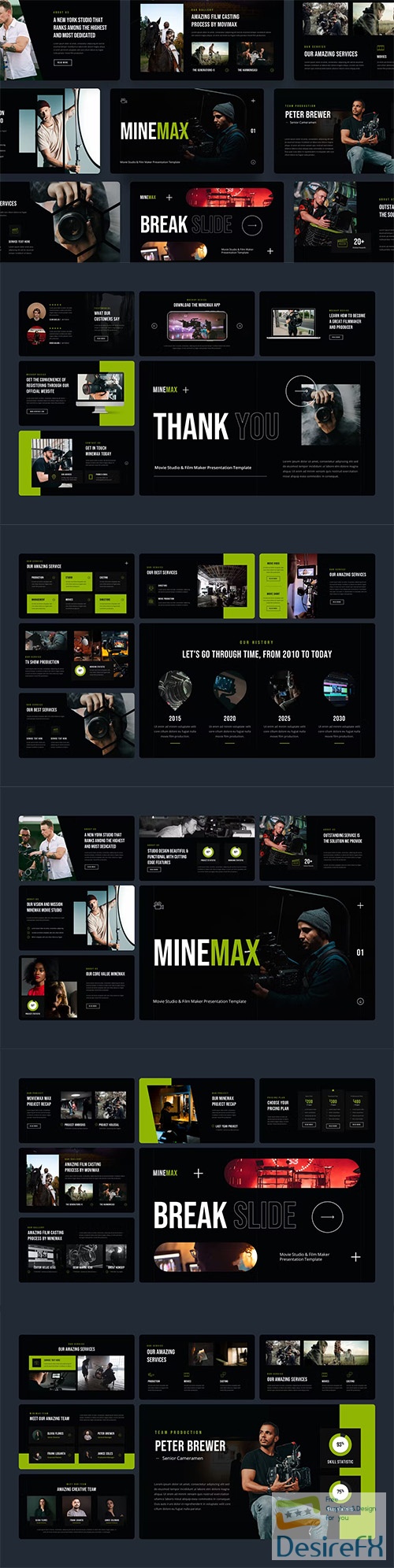 Movie Studio And Film Maker Powerpoint, Keynote and Google Slides Templates
