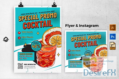 Orange Cocktail Flyer & Instagram Post