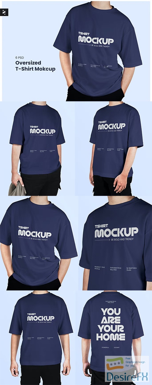 Oversized T-Shirt Mockup Pack With Model PSD