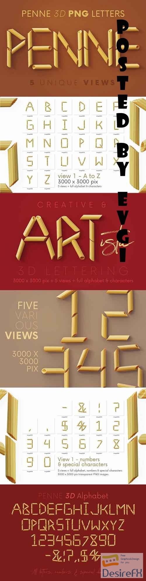 Penne Pasta - 3D Lettering - 7198847