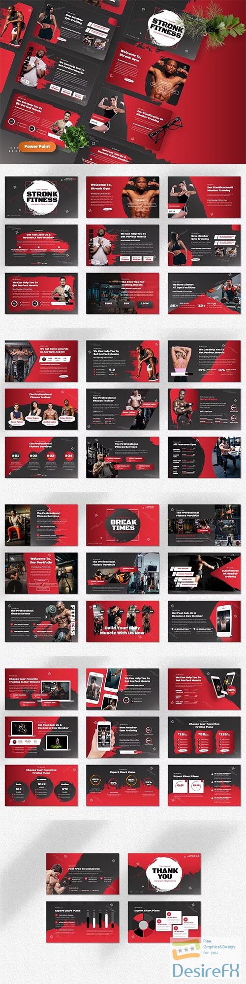 Stronk - Gym Sports Powerpoint, Keynote and Google Slides Template