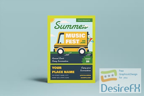 Summer Music Festival Flyer PSD