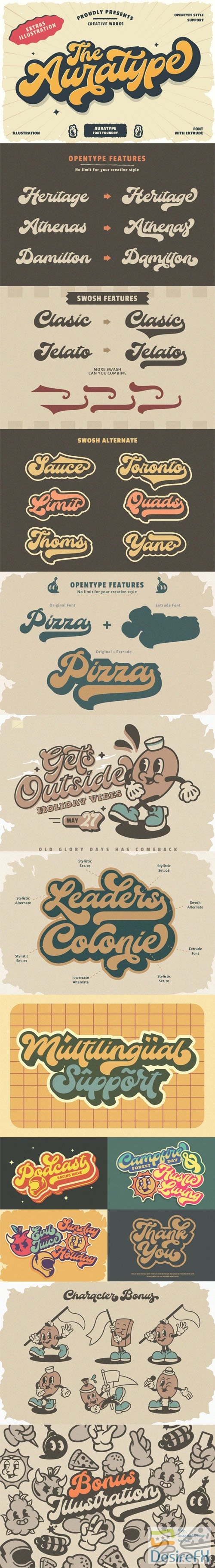 The Auratype - Retro and Classic Typeface + Extras Illustration