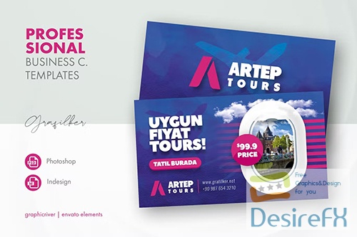 Travel Tours Business Card Templates PSD