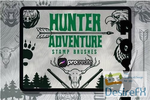 Wild Nature Hunter Adventure Brush Stamp