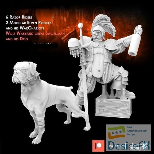 Wolf Warband Great Swordman and His Dog – 3D Print