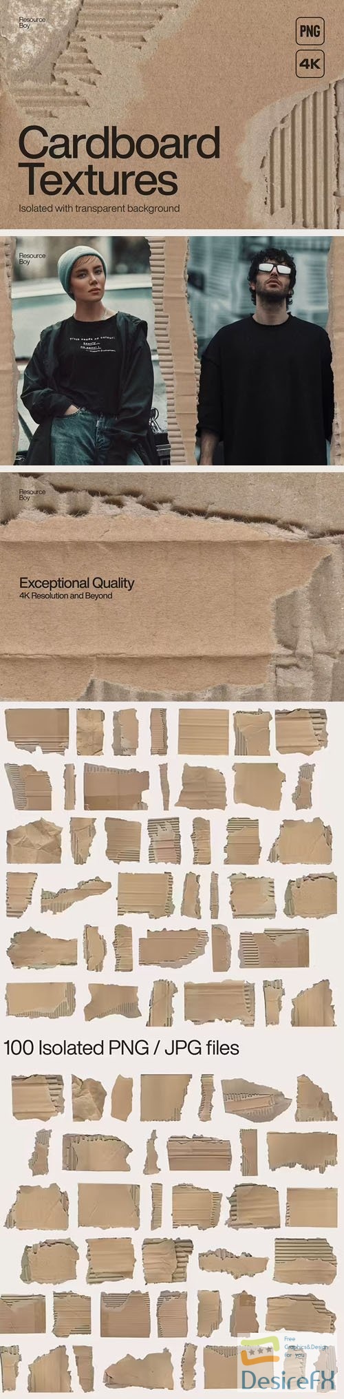 Download 100 Torn Cardboard Textures (4K) - Isolated With Transparent ...