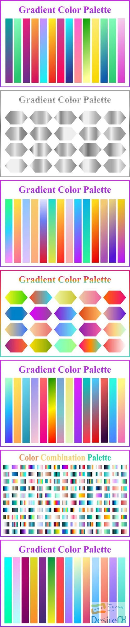 7 Gradient Color Palettes Vector Sets