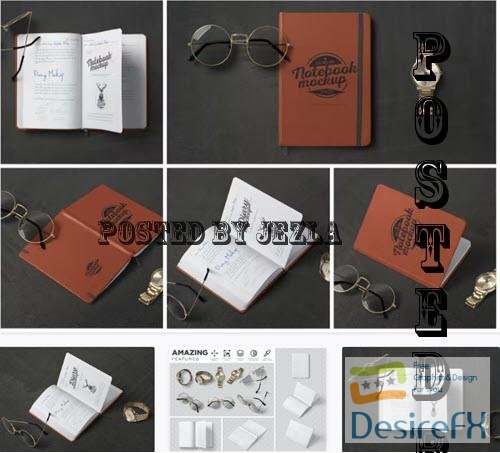 A5 Leather Notebook Mockups - 7265245