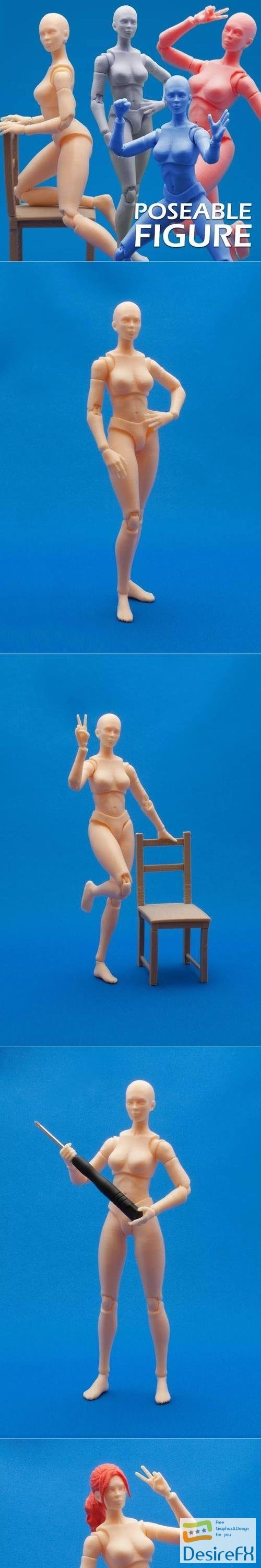 Articulated Poseable Female Figure – 3D Print