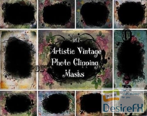 Artistic Vintage Photo Clipping Masks Set 2